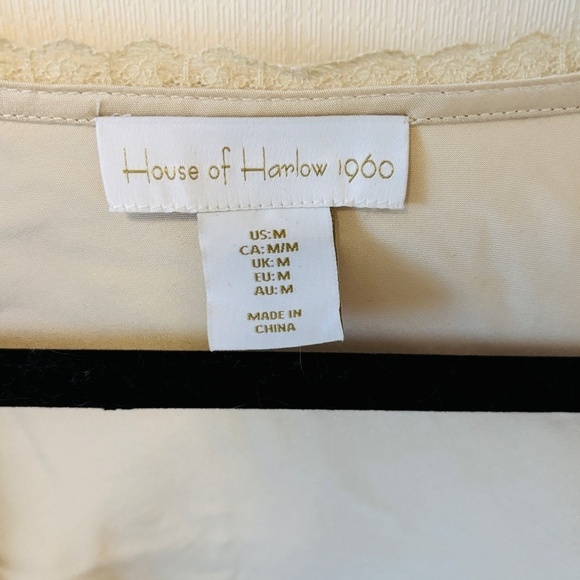 REVOLVE 1960 house of harlow gold Satin Feel blouse Sz Medium - Picture 5 of 6